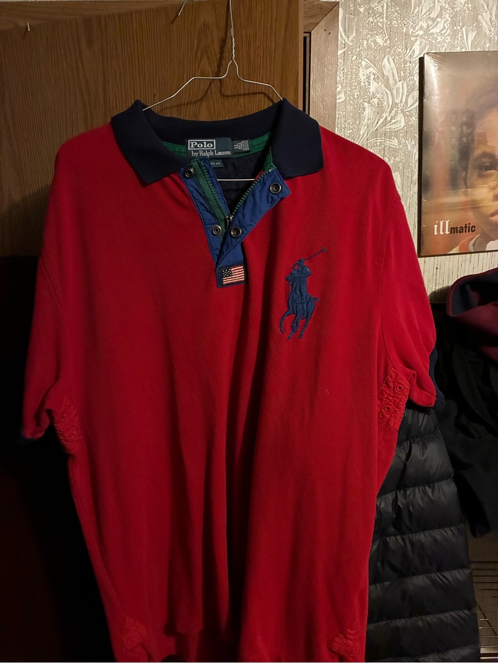 Polo by Ralph Lauren Red Polo with Navy Trim & Embroidered Pony